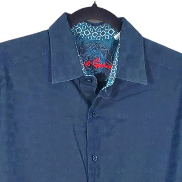 EUC Robert Graham Dark Green Dress Shirt Sz M - Picture 2 of 11